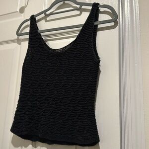 Sigrid Olsen Womens Tank Top Black Sleeveless Scoop Neck Hand Knit M